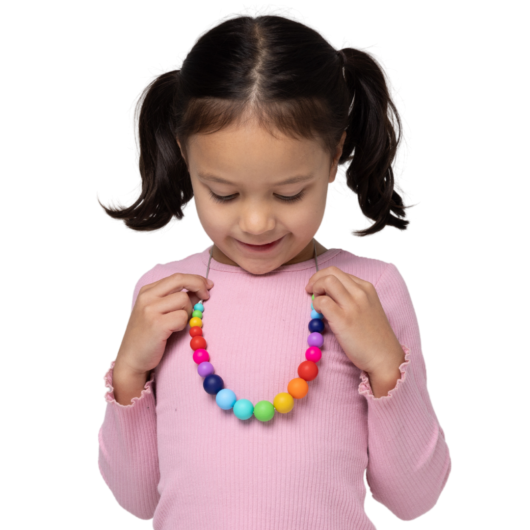Rainbow Beads Sensory Chew Necklace - Free Hygiene Case
