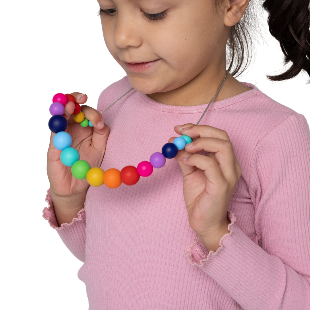 Rainbow Beads Sensory Chew Necklace - Free Hygiene Case