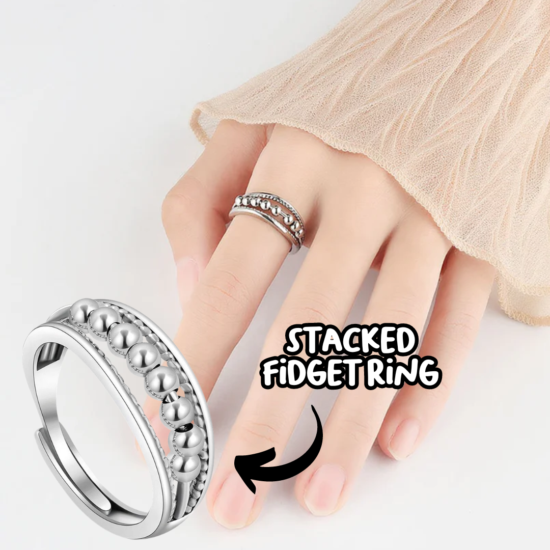 Silver Sensory Fidget Rings 4 Pack - Adjustable