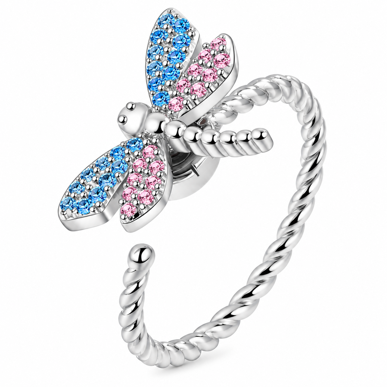 Dragonfly Spinner Fidget Ring Silver