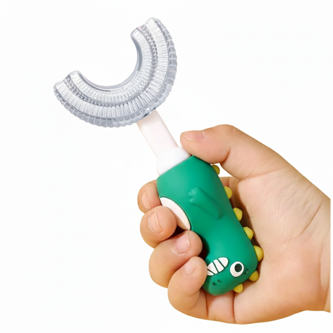 Cheeky Dinosaur U-Shaped Toothbrush Toddler Green