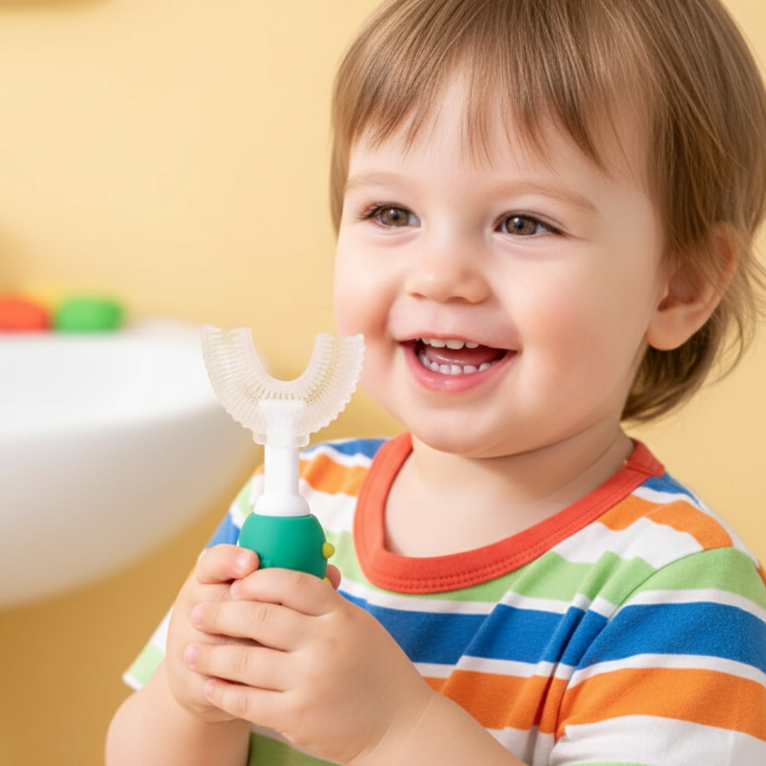 Cheeky Dinosaur U-Shaped Toothbrush Toddler Green