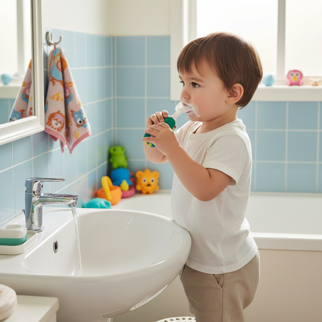 Cheeky Dinosaur U-Shaped Toothbrush Toddler Green