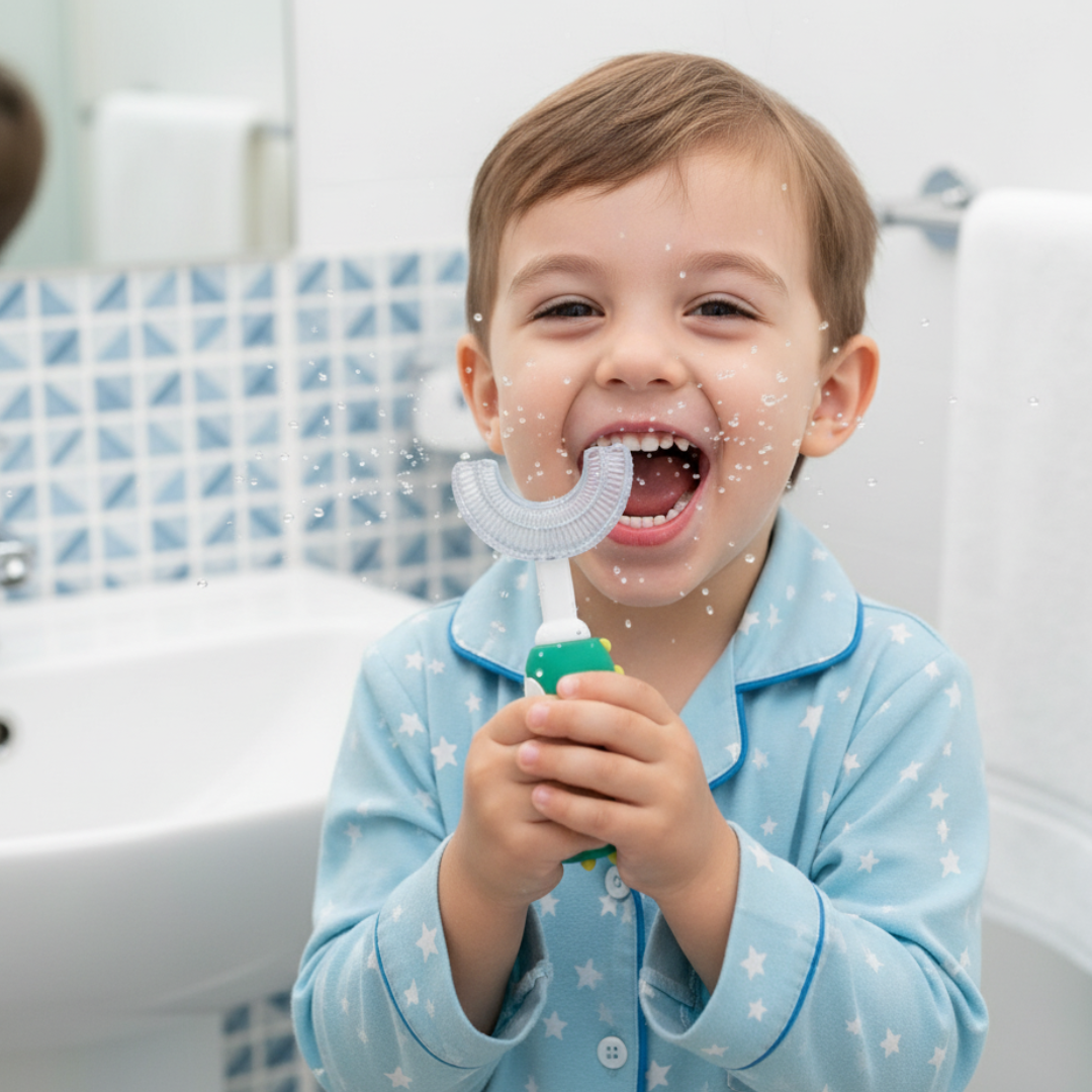 Cheeky Dinosaur U-Shaped Toothbrush Toddler Green