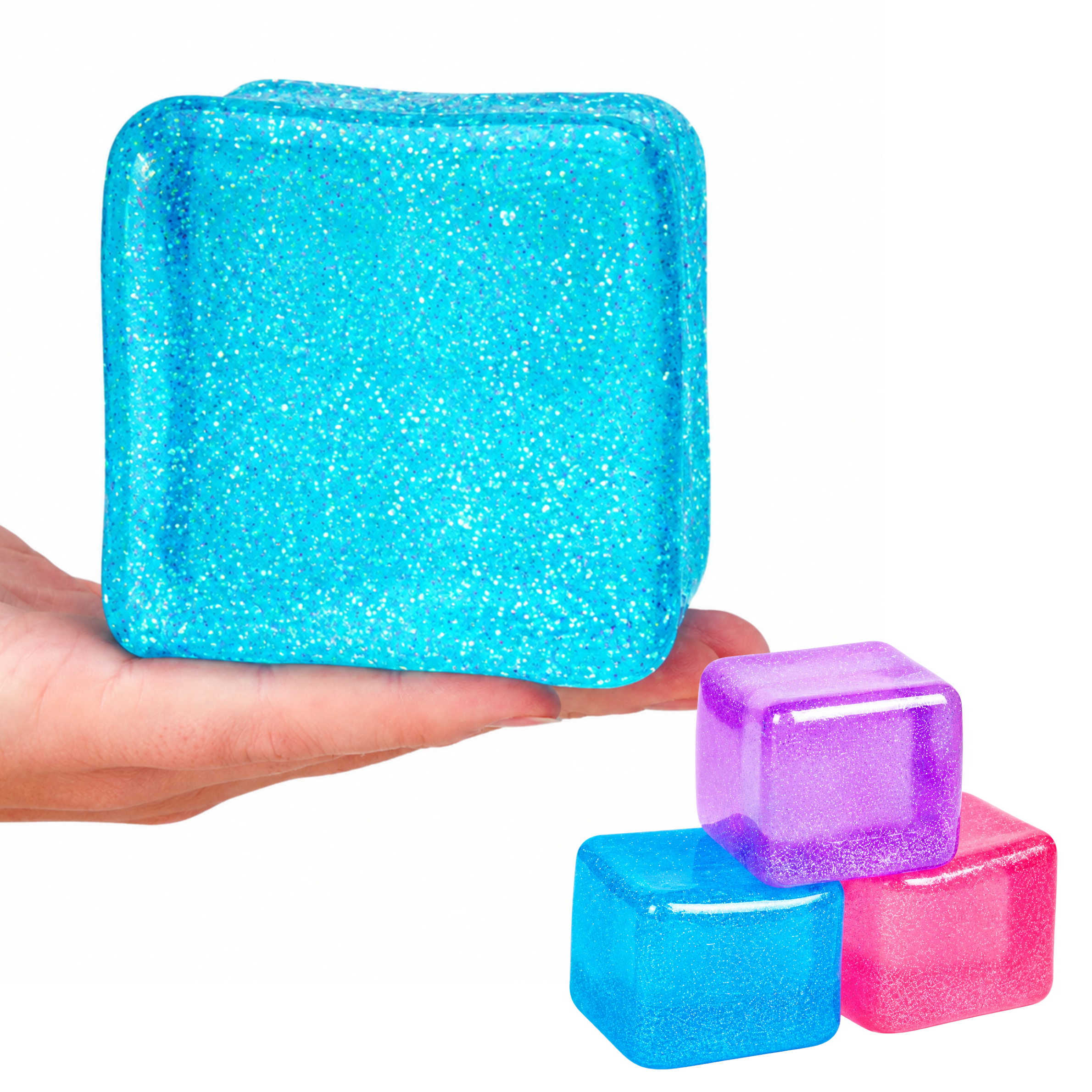 Giant Sensory Jelly Cube Squishy Glitter - 7.5cm