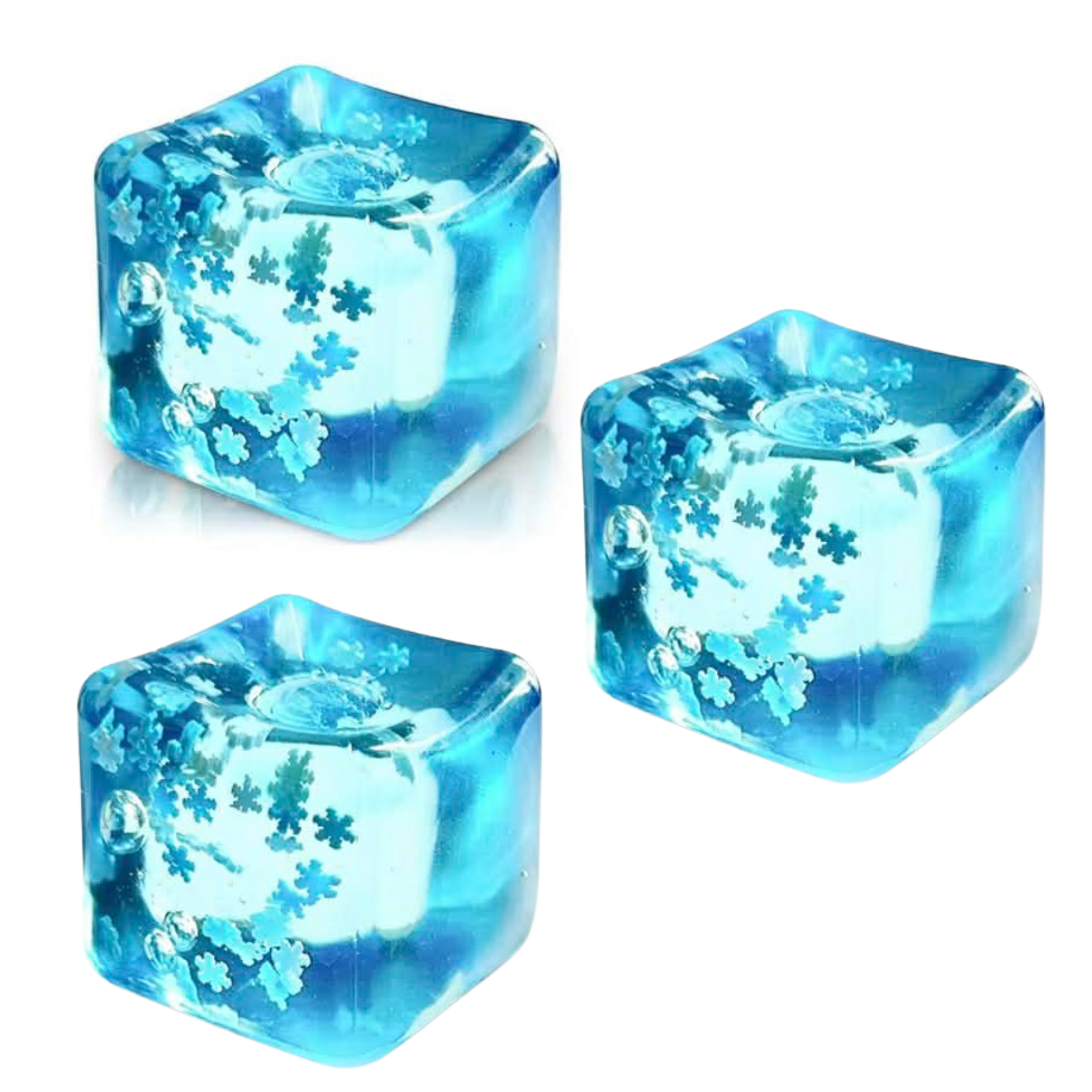 Jelly Cube Squishy - Blue Snowflake 3 Pack