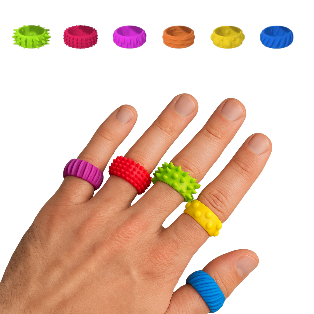 Silicone Anti Picking Sensory Finger Rings | 6 Pack