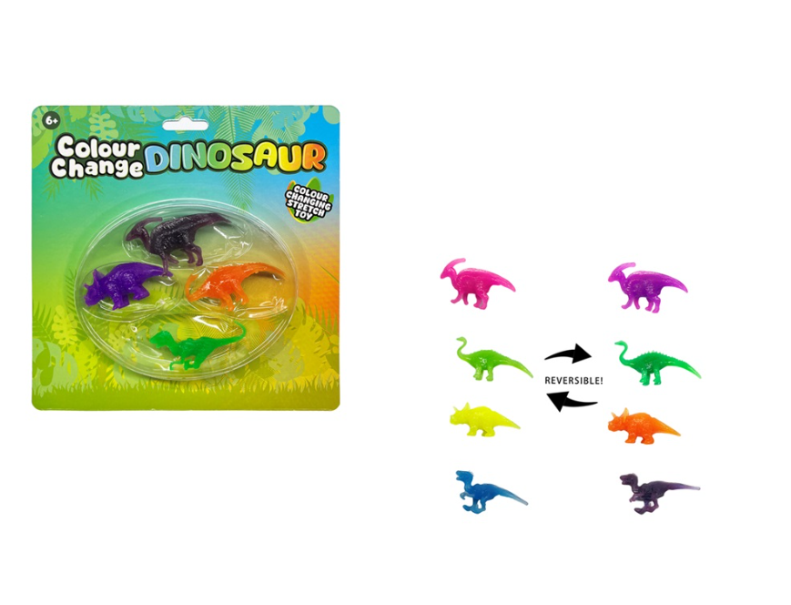 Colour Change Stretchy Dinosaurs - 4 Pack