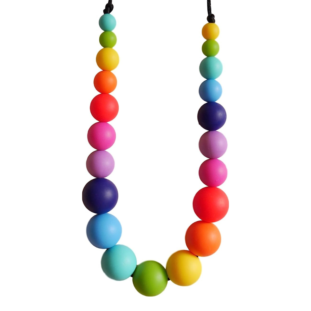 Rainbow Beads Sensory Chew Necklace - Free Hygiene Case