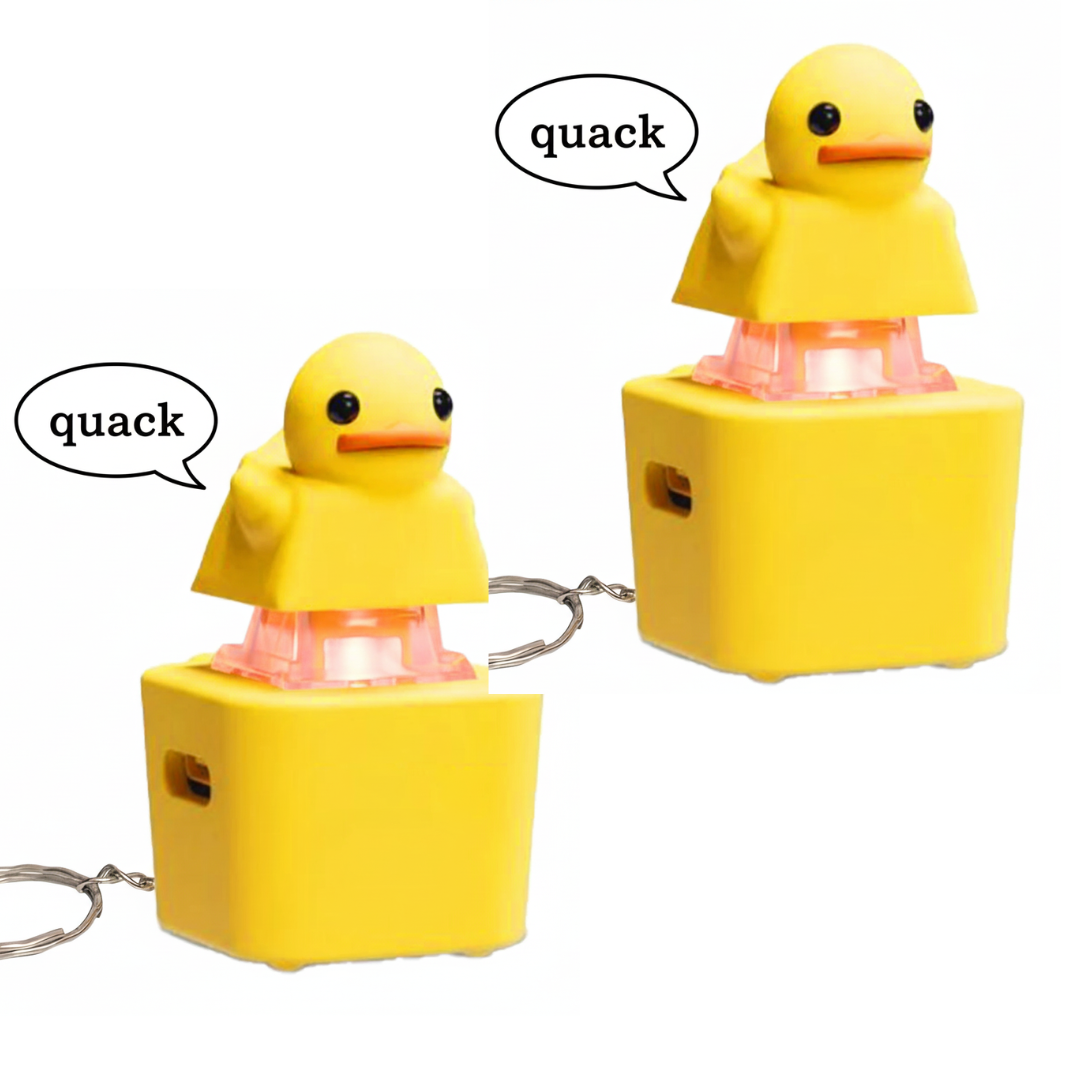 2x Quaking Sound Duck Fidget Keychain