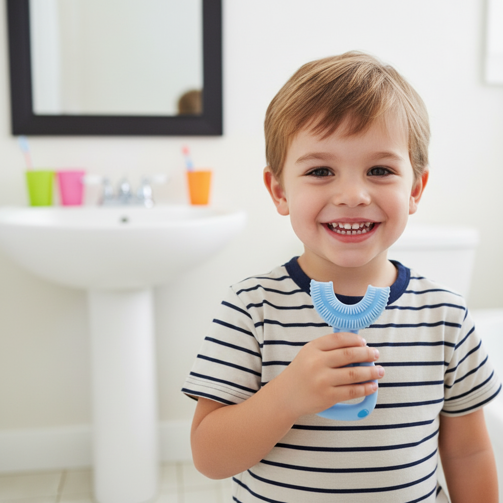 Cat U-Shaped Toothbrush - Toddler Blue