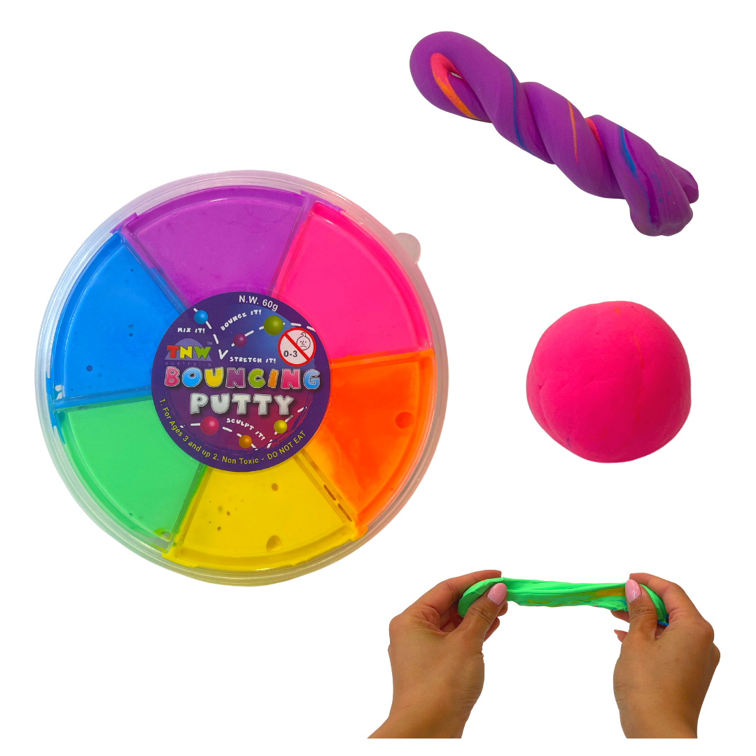 6 Colour Wheel Bouncing Putty Pack